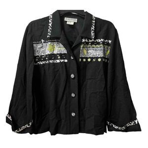 Nancy Bolen medium blazer‎ women cheetah black y2k BHVb